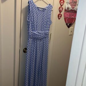 NorthStyle Blue and White Polka Dot Maxi Dress Size 12